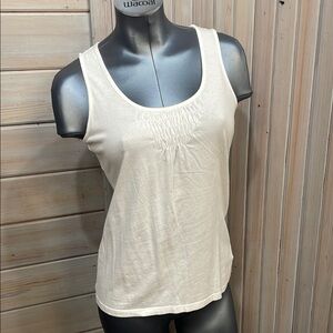 Eddie Bauer Cream Ruched Tank Top